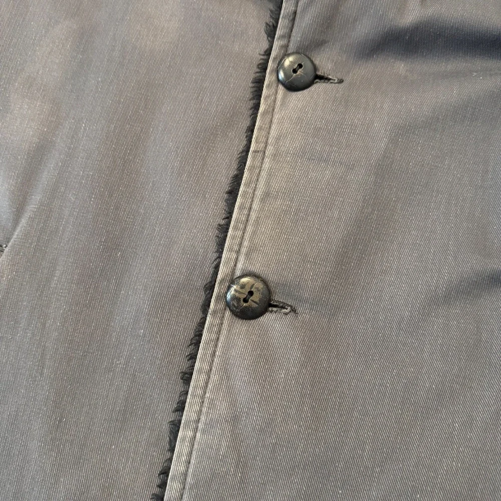 Vtg 70s Haband Faux Fur Lined Car Coat Mens Large Gray Winter Stadium Jacket Tee